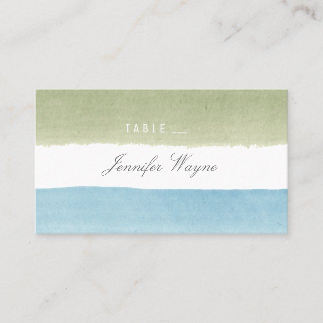 Placement Aquarelle rayures plage mariage carte de lieu de m (Devant)