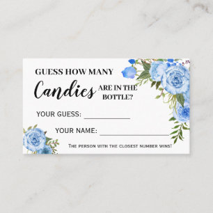 Placement Blue Floral Combien de bonbons Baby shower carte d