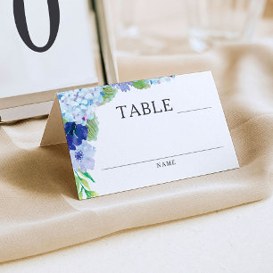 Placement Blue Hydrangea Mariage Réception Carte de lieu
