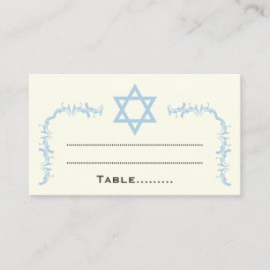 Placement Blue Star de David damask Bat mitzvah carte de pla
