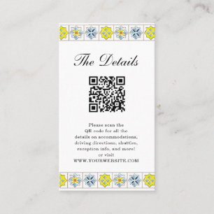 Placement Carreaux italiens carte de détails mariage avec co