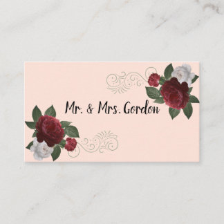 Placement Carte d'accompagnement de fleurs élégantes Bourgog
