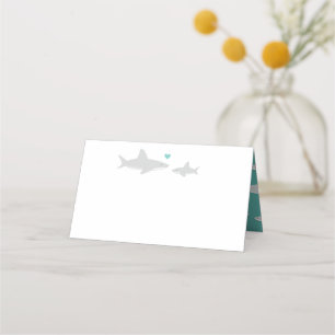 Placement Carte de Baby shower vert Coeur Requin mignon