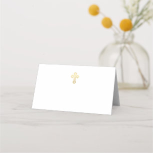 Placement Carte de baptême à croix dorée chrétienne religieu