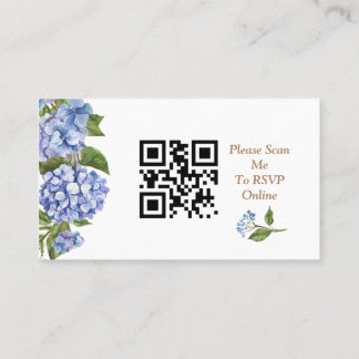 Placement Carte de boîtier RSVP Elegant Blue Hydrangea QR Co