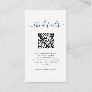 Placement Carte de détails de mariage sur la plage avec code