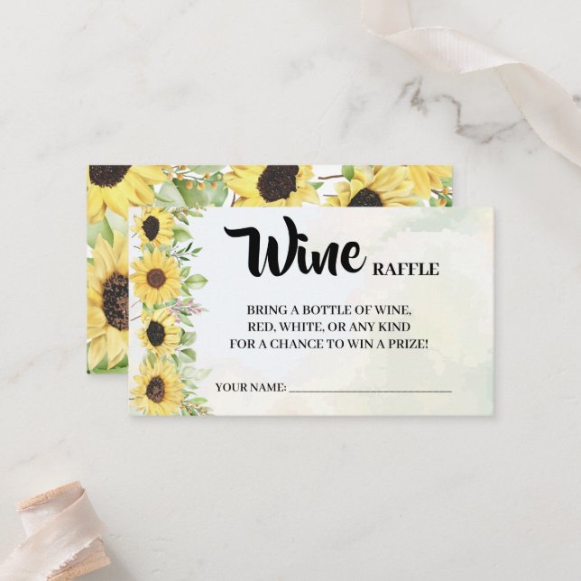 Placement Carte de Fête des mariées de billet Sunflower Wine (Devant/Arrière en situation)