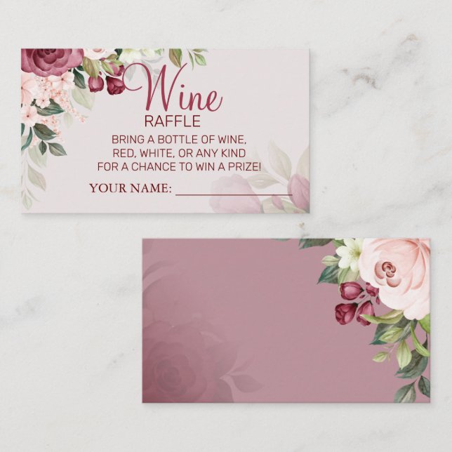 Placement Carte de Fête des mariées du billet Aquarelle Vin  (Devant / Derrière)