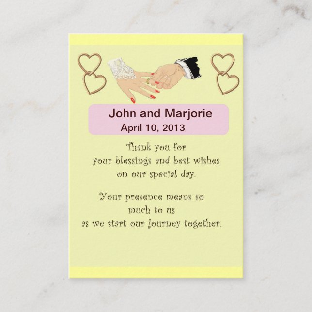 Placement Carte de la préférence/du lieu de mariage (Devant)