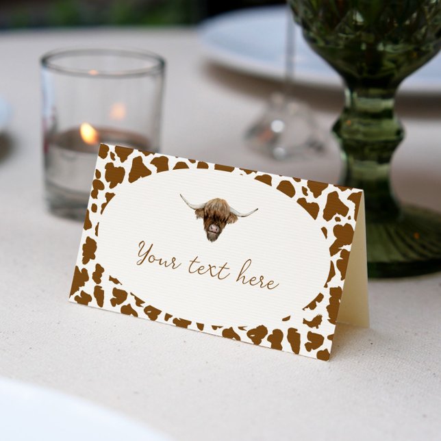 Placement Carte de lieu d'anniversaire de la vache Highland (Créateur téléchargé)
