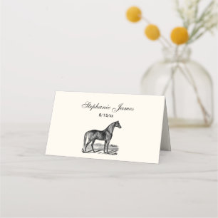 Placement Carte de lieu de dessin Cheval vintage Carte d'esc