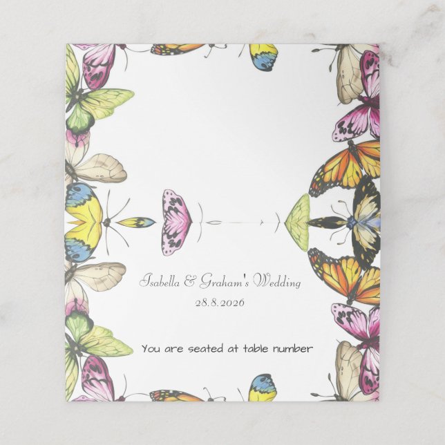 Placement Carte de lieu - Simple conception papillon (Extérieur déplié)