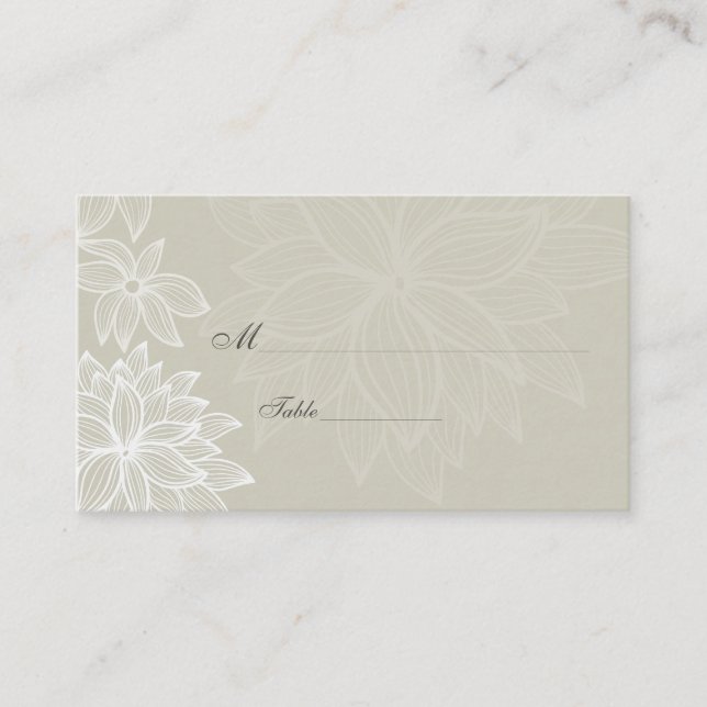 Placement Carte de lieu spéciale Fleur Taupe Contourée (Devant)
