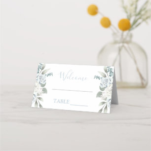 Placement Carte de mariage à fleurs bleu Dusty