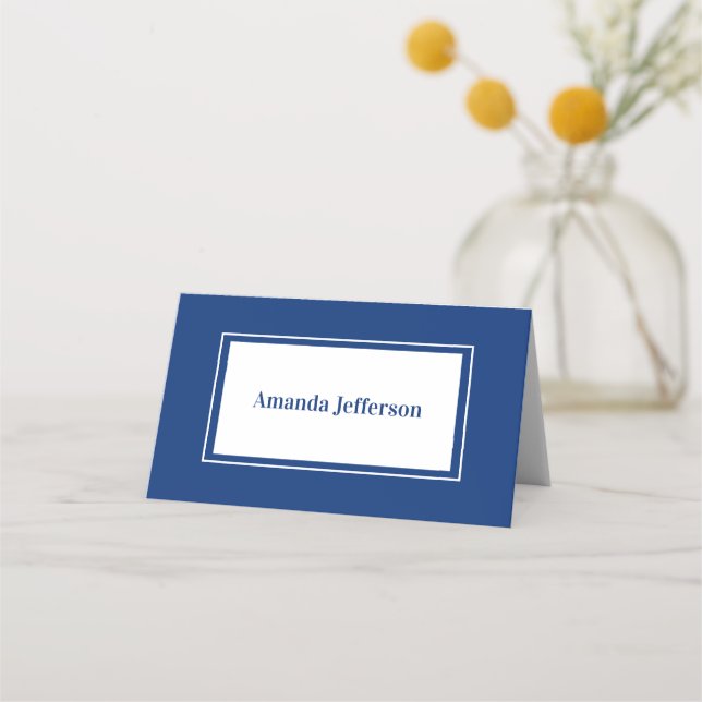 Placement Carte de Mariage bleu marine minimaliste moderne (Devant)