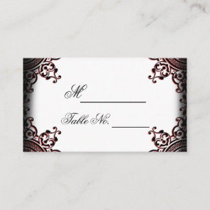 Placement Carte de Mariage de défilement gothique noir et ro