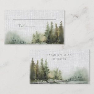 Placement Carte de Mariage de la forêt verte romantique