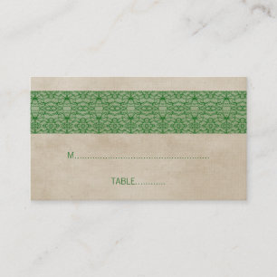 Placement Carte de Mariage en dentelle rustique verte