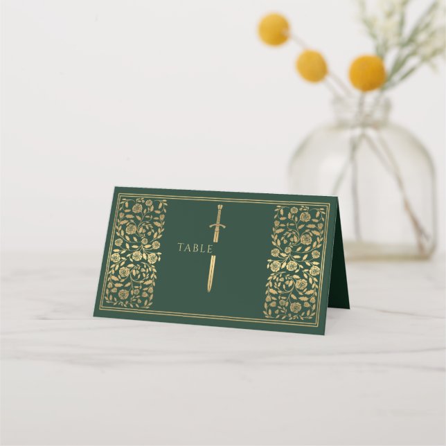 Placement Carte de Mariage Green Royal Medieval (Devant)