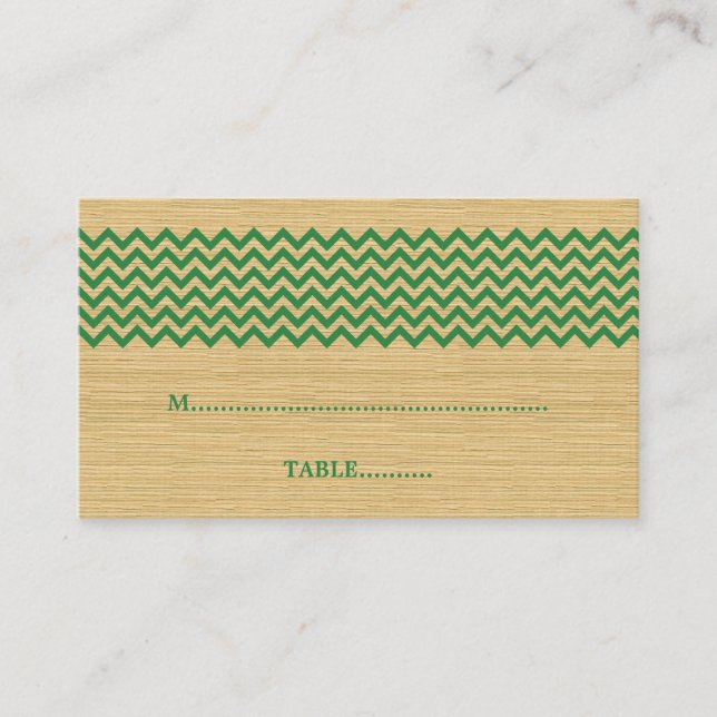 Placement Carte de Mariage Green Rustic Chevron (Devant)