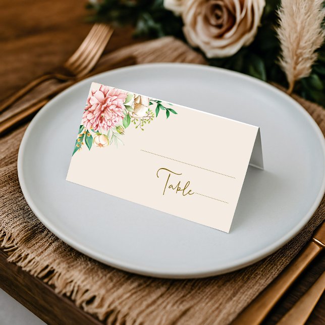 Placement Carte de Mariage pliée Blush Hydrangea (Créateur téléchargé)