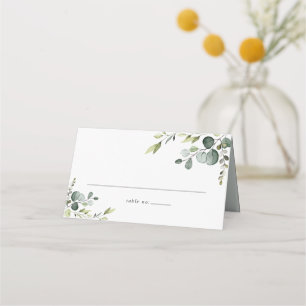 Placement Carte de Mariage pliée Dusty Blue Greenery
