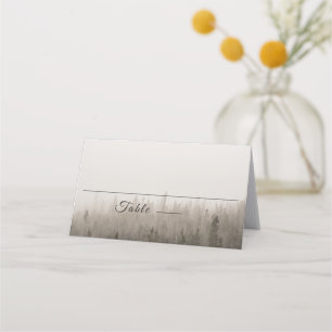 Placement Carte de Mariage Rustique Forest Misty Paysage