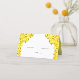 Placement Carte de Mariage Rustique Roses Jaunes