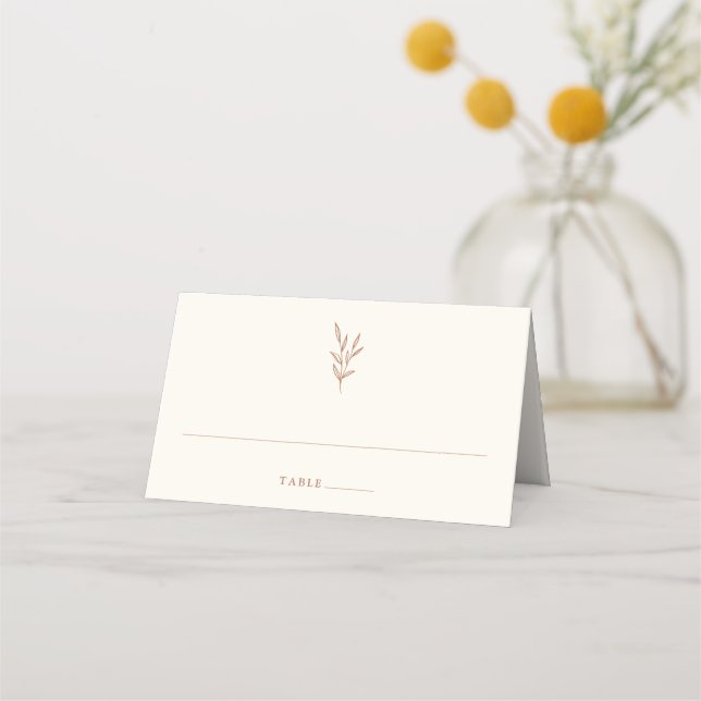 Placement Carte de Mariage simple Botanique Brûlé Orange (Devant)