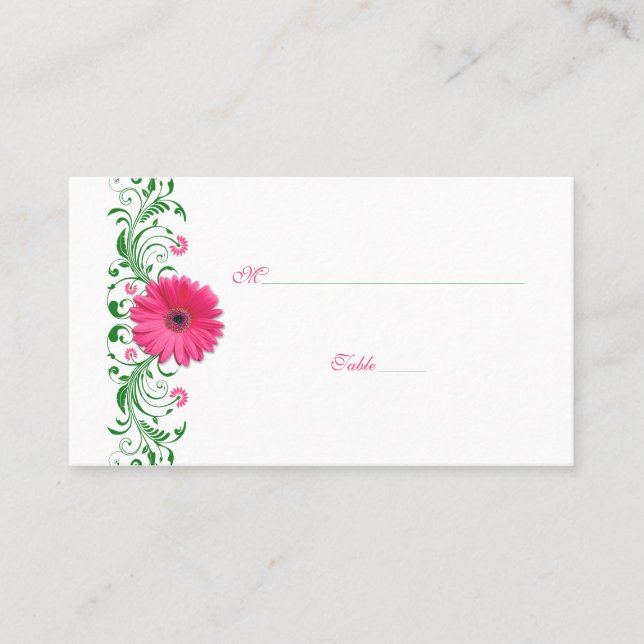 Placement Carte de Mariage verte Rose Gerbera Daisy (Devant)