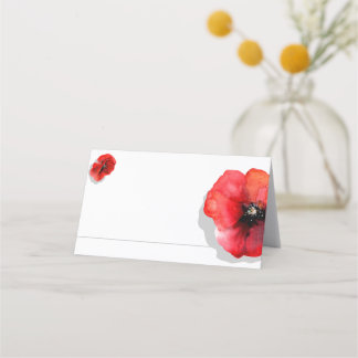Placement Carte de place de l'aquarelle rouge pavot
