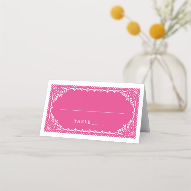 Placement Carte de place d'escorte | Fuchsia Papel Picado Mo (Devant)