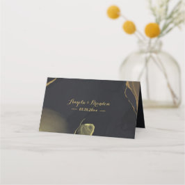 Placement carte de place en marbre noir et or
