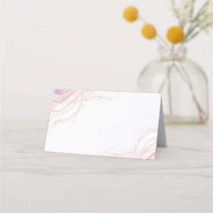 Placement carte de place en marbre rose aquarelle