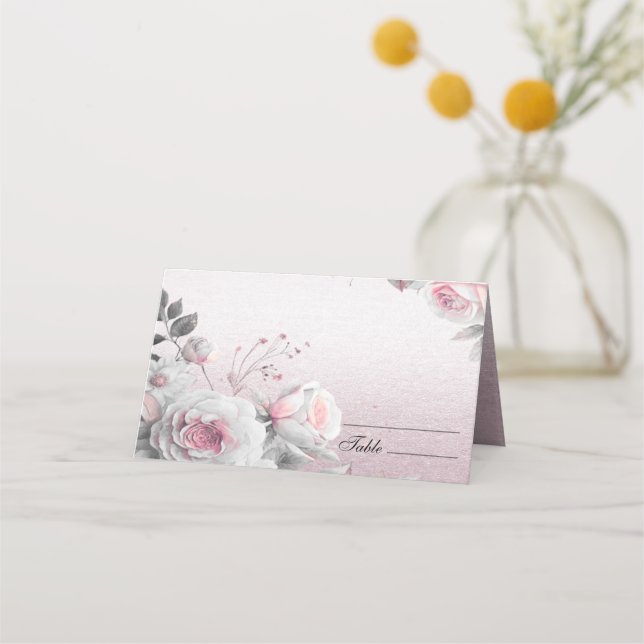 Placement Carte de Place Florale Rose (Devant)