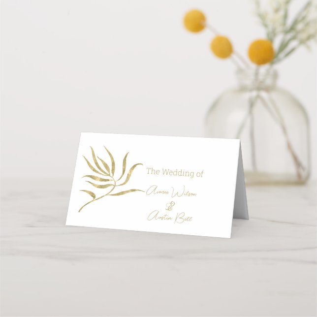 Placement Carte de place Gold Single Stem Leaf Name (Devant)