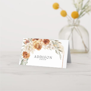 Placement Carte de place Mariage de Boho Floral Orange Brûlé