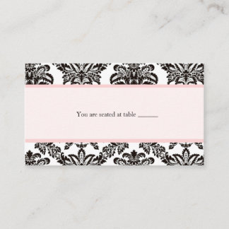 Placement Carte de place moderne rose élégant damassé