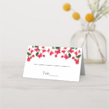 Carte de place pliée aux fleurs de Bougainvilliers