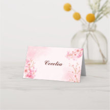 Carte de place pliée Sakura Cherry Blossom