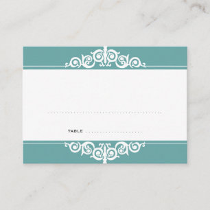 Placement Carte de place turquoise mariage victorien escorte