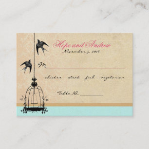 Placement Carte de place vintage Bird Cage avec Menu Selecti