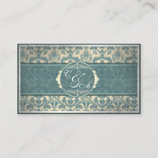 Placement Carte de place vintage Blue Mariage damassé