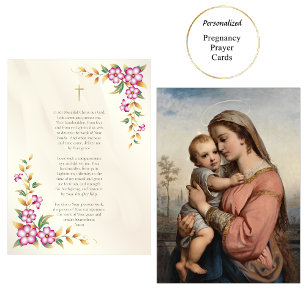 Placement Carte de prière catholique de grossesse à fleurs t
