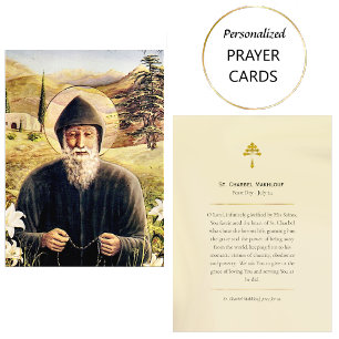 Placement Carte de prière catholique de St. Charbel Makhlouf