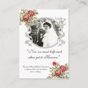 Placement Carte de prière de mariage catholique Karl & Zita