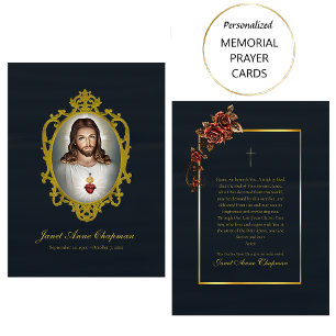 Placement Carte de prière funéraire catholique du Sacré-Cœur