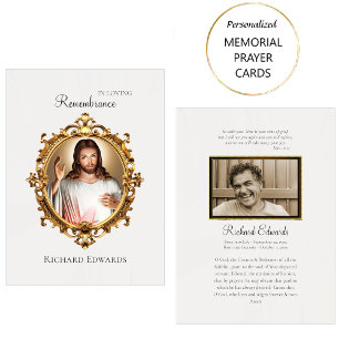 Placement Carte de prière funéraire catholique en souvenir a