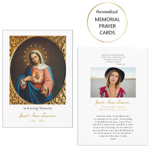 Placement Carte de prière funéraire du Coeur immaculé de Mar