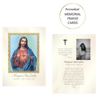 Placement Carte de prière funéraire du Sacré-Cœur de Jésus